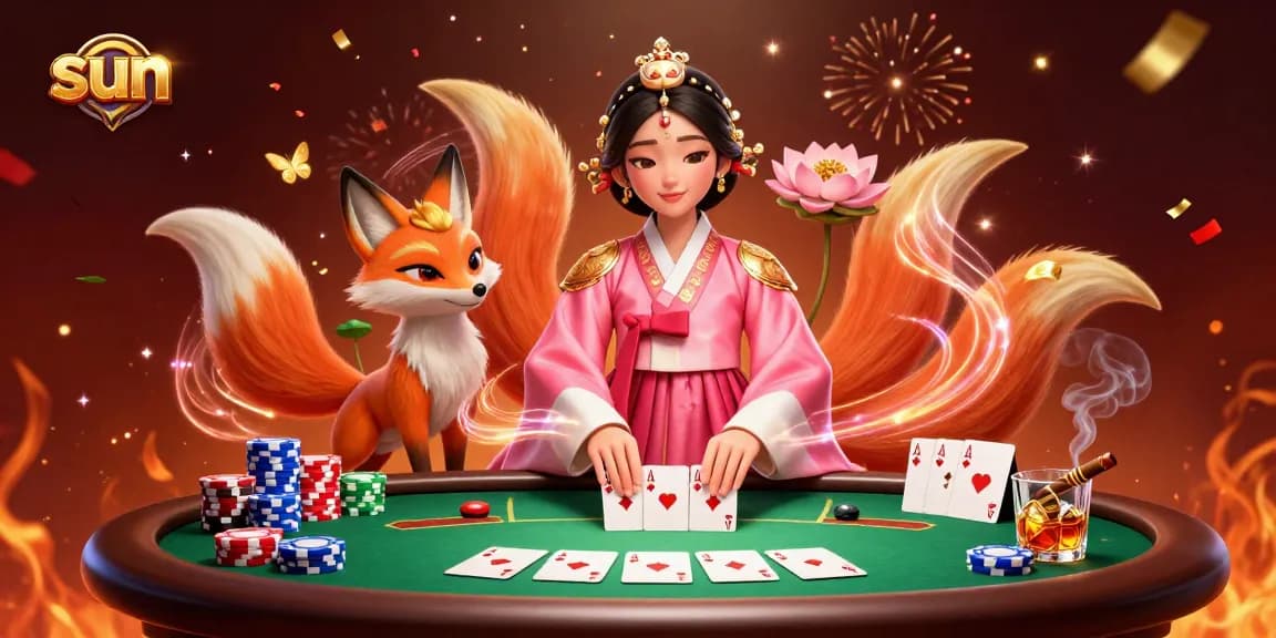 Experience thrilling wins at sun with a vibrant poker scene featuring unique Asian characters.