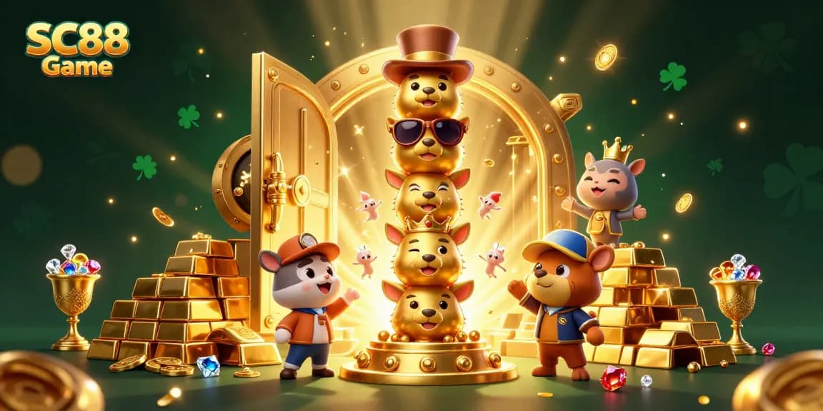 Engage players with SC88 Game, featuring vibrant casino elements and a dynamic golden totem pole.