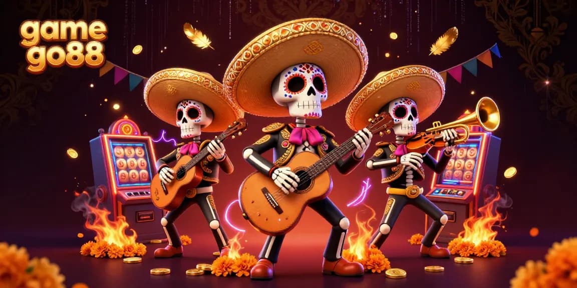 Experience the thrilling action in game go88 with 3D mariachi band amidst vibrant slot games.