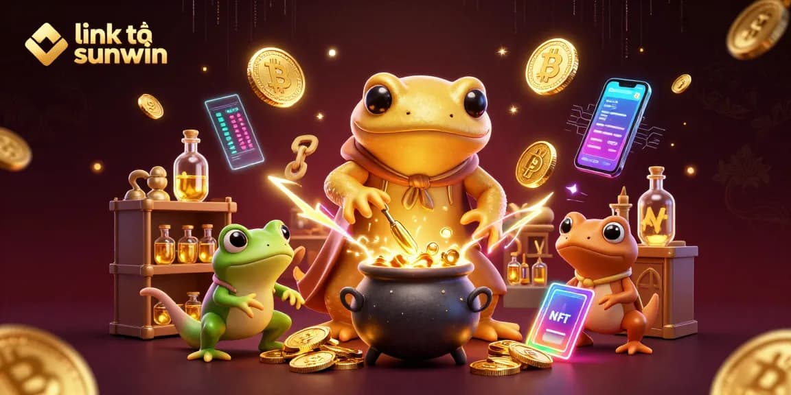 Play to win with link tải sunwin, featuring a golden salamander alchemist in a magical casino