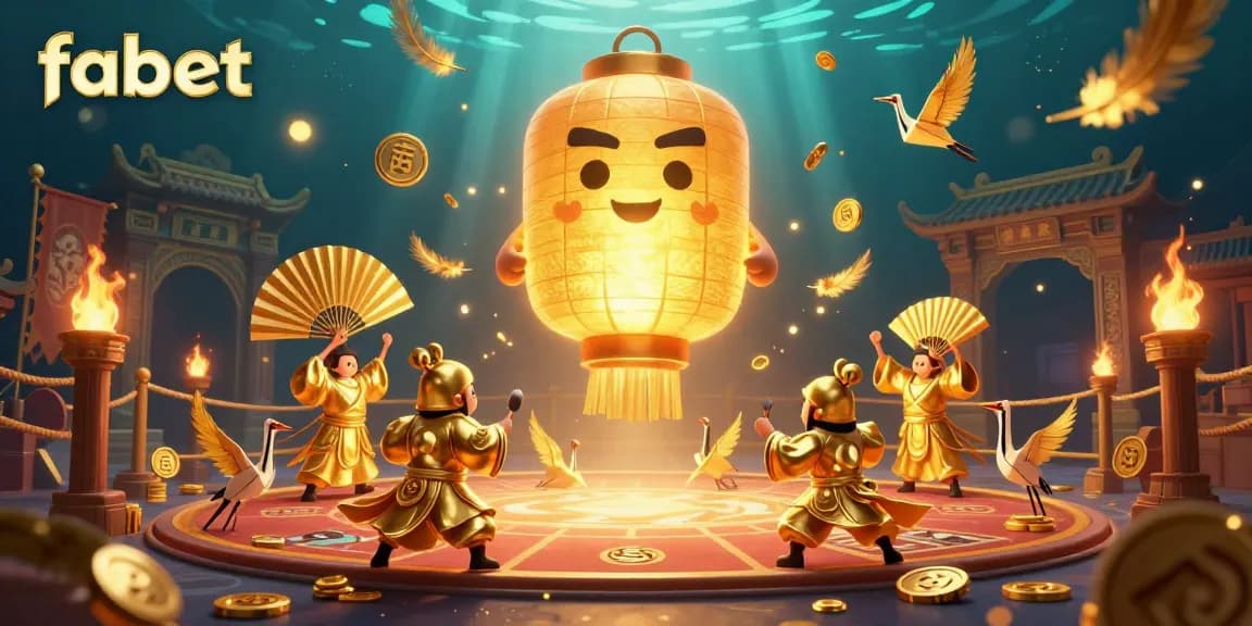 Experience the vibrant world of fabet in this dynamic 3D casino scene with lucky symbols and golden elements.