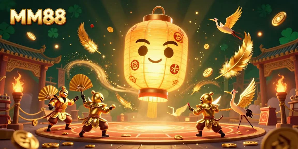 MM88's exciting atmosphere comes to life with vibrant casino characters and gold accents.
