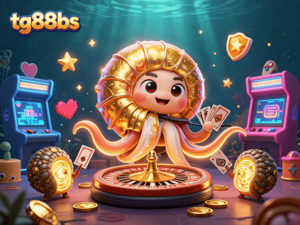 Engage with thrilling tg88bs casino games, featuring a giant nautilus and vibrant gaming elements.