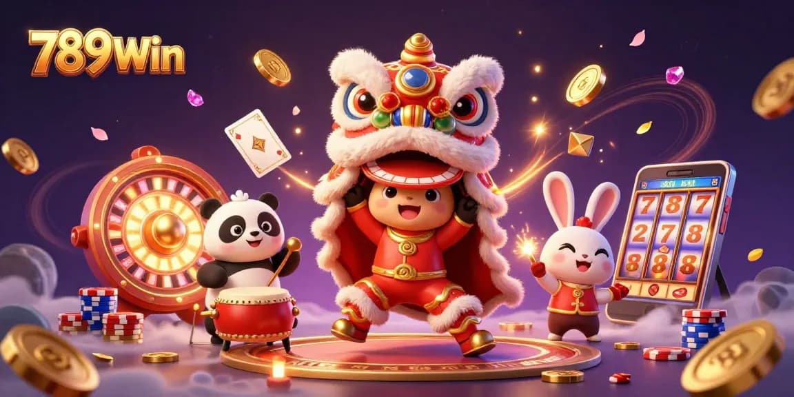Experience the excitement of 789Win with dynamic casino action featuring vibrant characters and symbols.