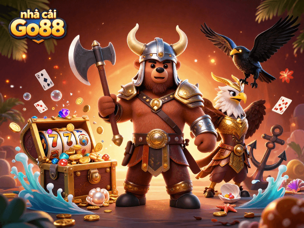 Engage with nhà cái Go88 by spinning slot reels and discovering treasures in this vibrant casino scene.