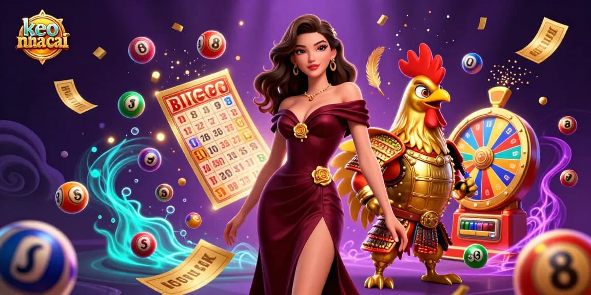 Engage in exciting keo nha cai betting with vibrant gaming elements and lively characters in a dazzling illustration.