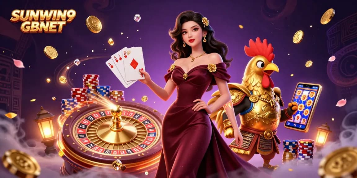 Engage with the excitement of SUNWIN9 GBNET as golden coins cascade in a dazzling casino scene.