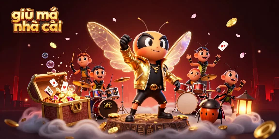 Experience the thrill of giải mã nhà cái with vibrant characters in a dazzling casino scene.