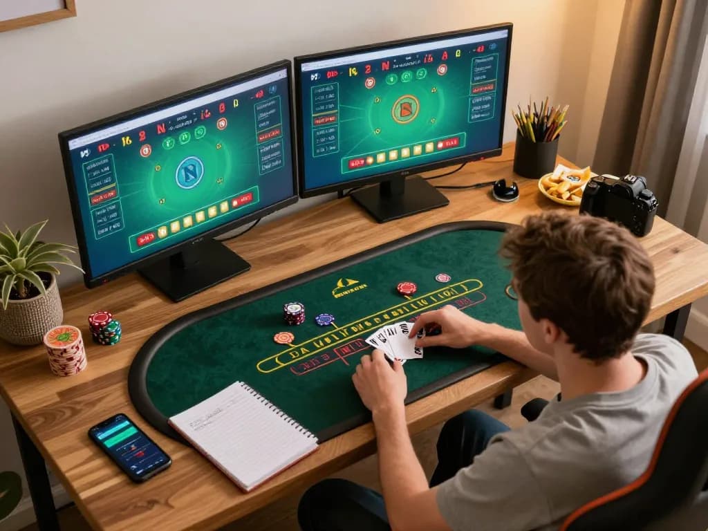 Experience intense gameplay with gg88 pro in this engaging online blackjack scene at home.