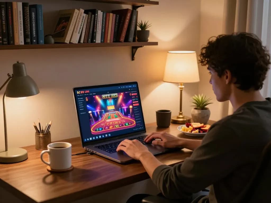 Engaging online gaming setup showcasing SC88 Link interface for strategic gambling experience