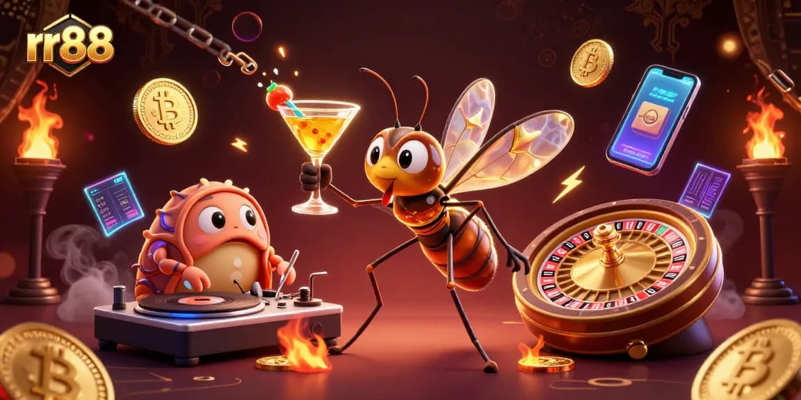 Experience the thrilling gameplay of rr88 with a vibrant 3D casino scene featuring unique characters and gaming elements.
