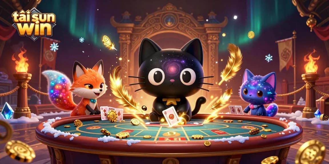 Play and win at tải sun win with vibrant 3D cosmic casino illustration featuring unique characters.