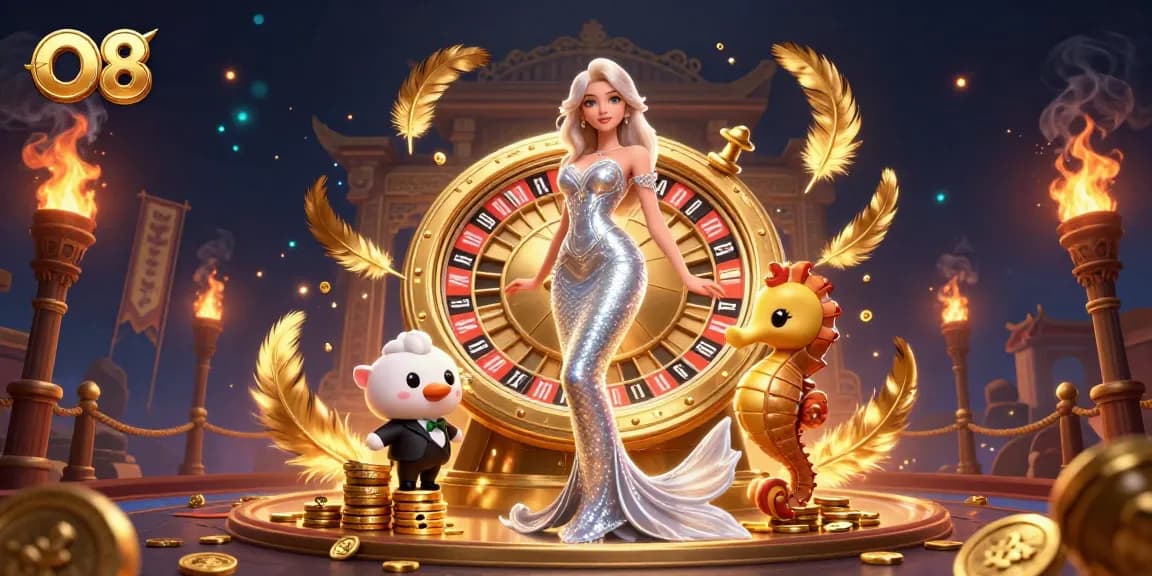 Win big at O8 with a glamorous roulette experience featuring an elegant mermaid.
