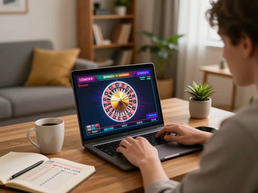 Player enjoying online roulette experience at home; leer más about responsible gaming strategies.