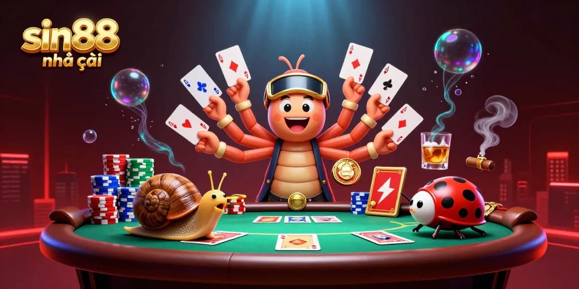 Experience thrilling gaming with sin88 nhà cái featuring a lively 3D millipede dealer and vibrant poker scene.