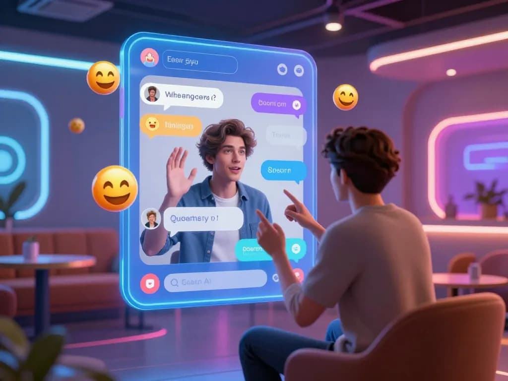Engaging chat scene showcasing ai porn chat interaction with vibrant digital elements.
