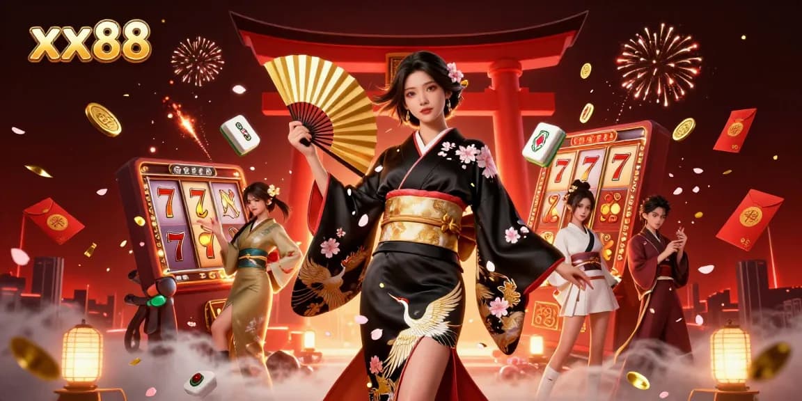Experience the excitement of xx88 with vibrant 3D slots, golden fans, and festive elements.