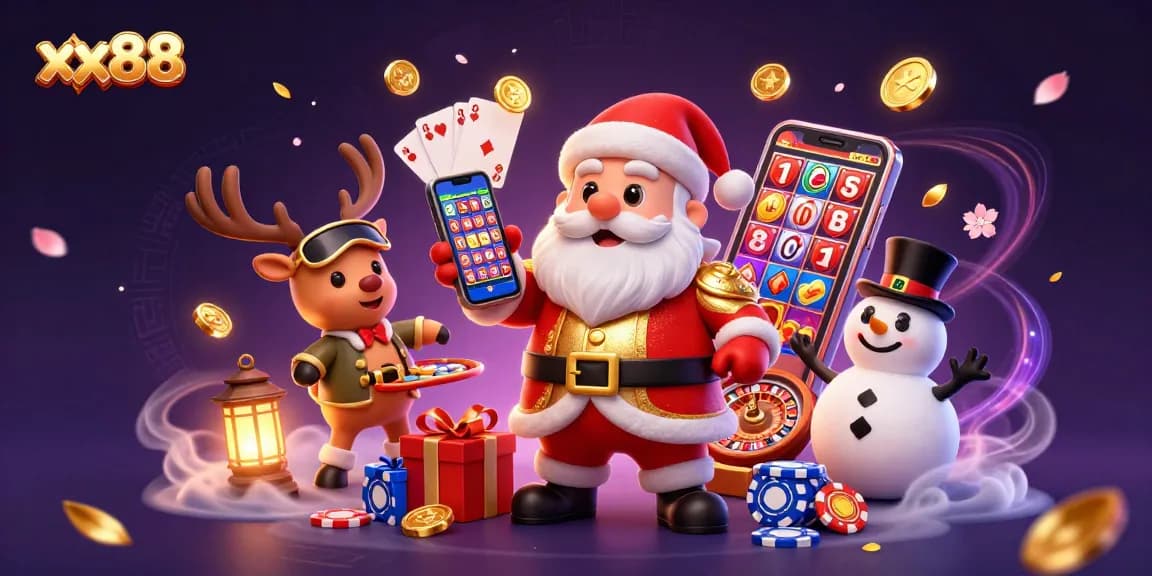Experience the magic of xx88 as Santa and friends enjoy jackpot slots and casino fun.