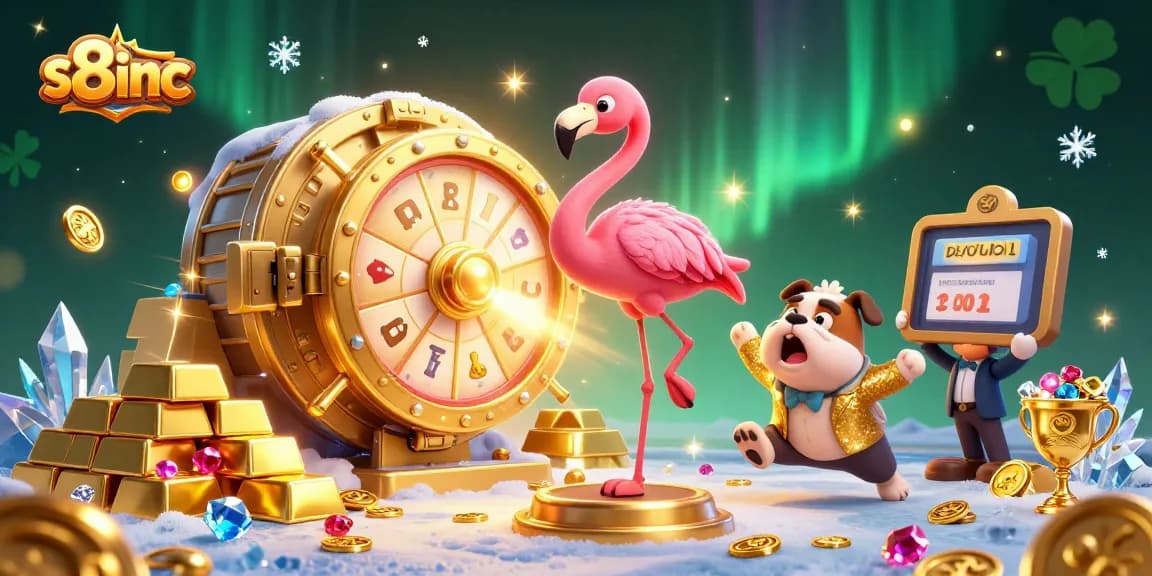 Experience thrilling gambling action at s8inc with vibrant characters celebrating big wins amidst treasure.