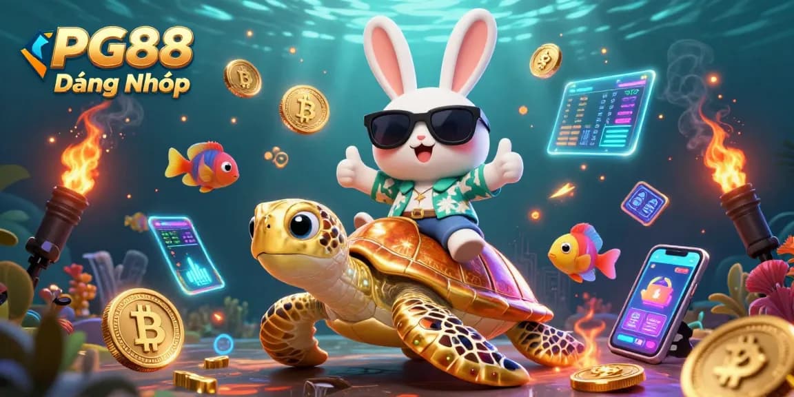 Experience PG88 Đăng Nhập with vibrant 3D casino elements and characters in a dynamic underwater scene.