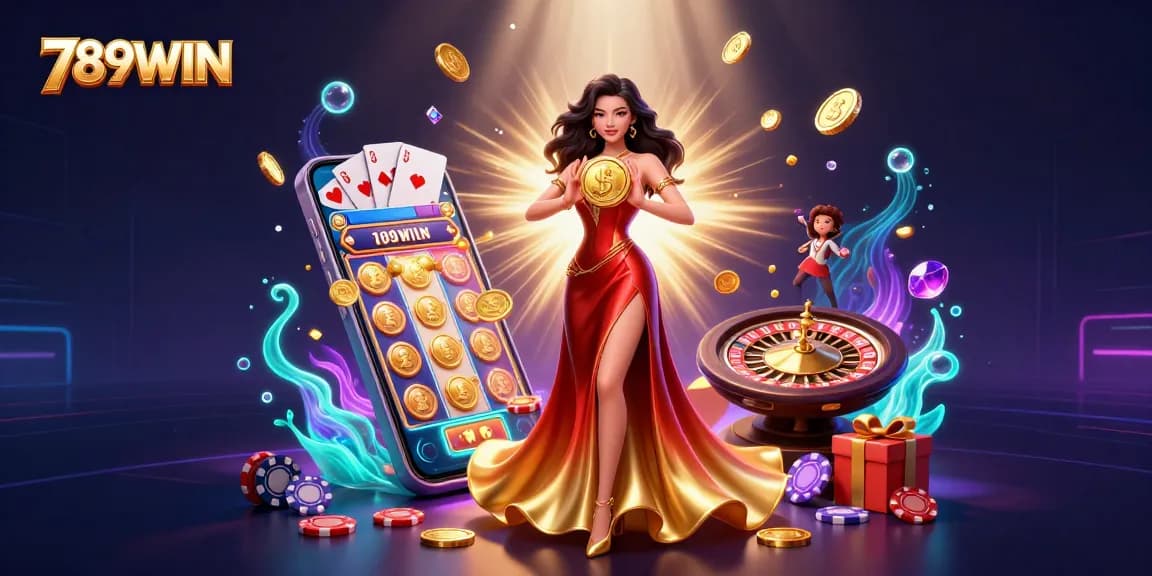 Experience the thrill of winning at 789WIN with vibrant casino elements and stunning graphics.