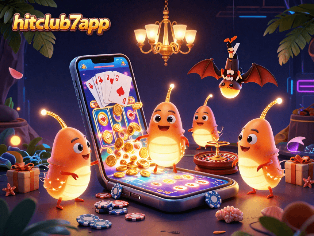 Play exciting slot games at hitclub7app with vibrant 3D illustrations depicting action-packed casino scenes.