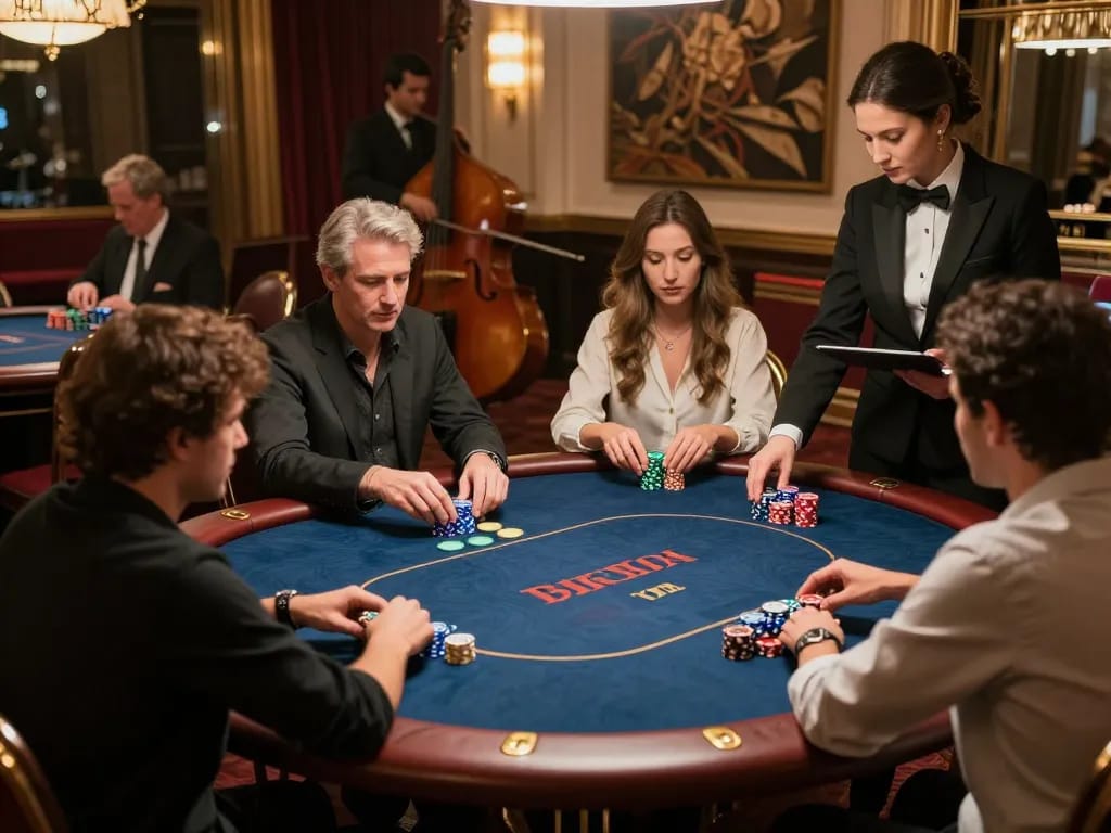 Players strategizing in a high-stakes poker game at xx88 VIP lounge