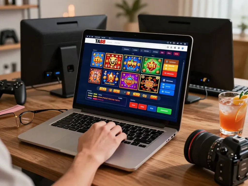 Exciting TA88 online gambling interface displayed on a laptop, engaging user experience.