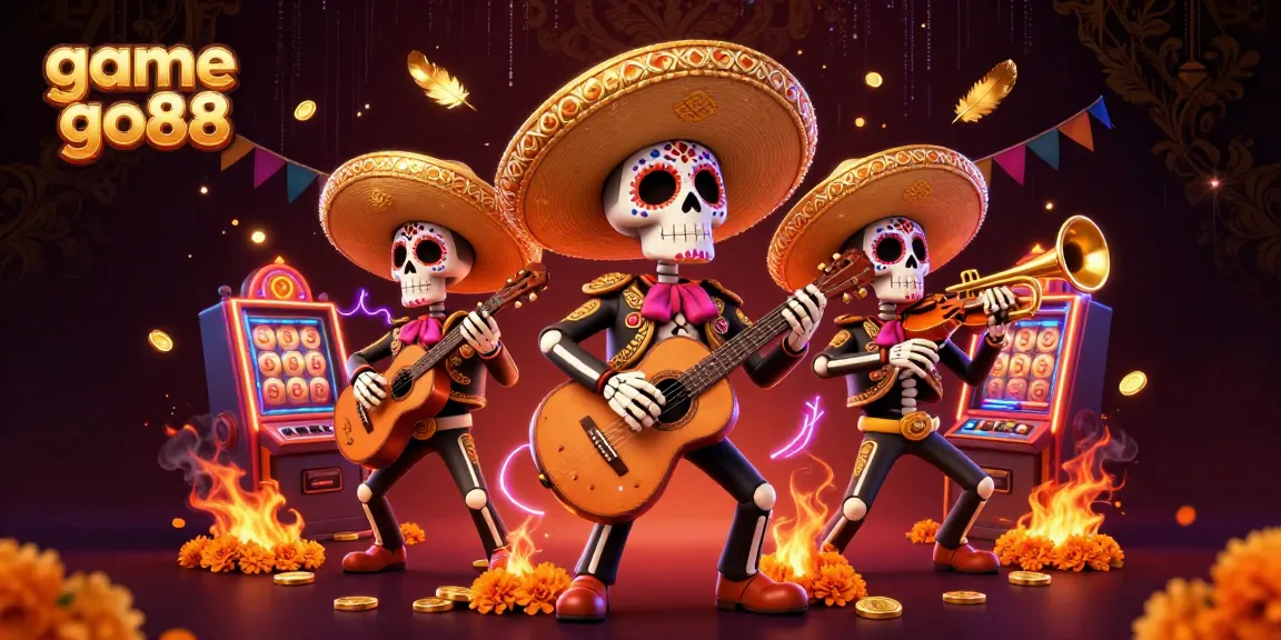 Experience the thrilling action in game go88 with 3D mariachi band amidst vibrant slot games.