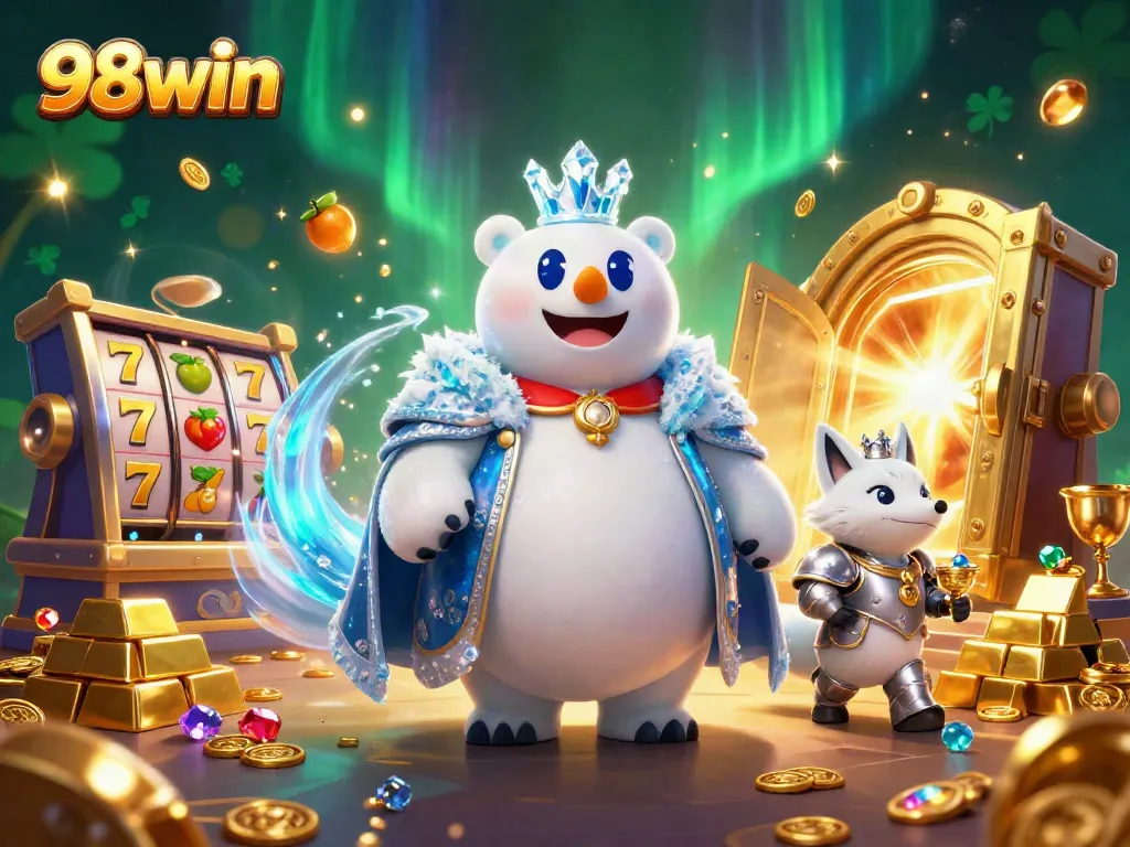 Experience thrilling slots and jackpots at 98win with vibrant colors and energetic characters!
