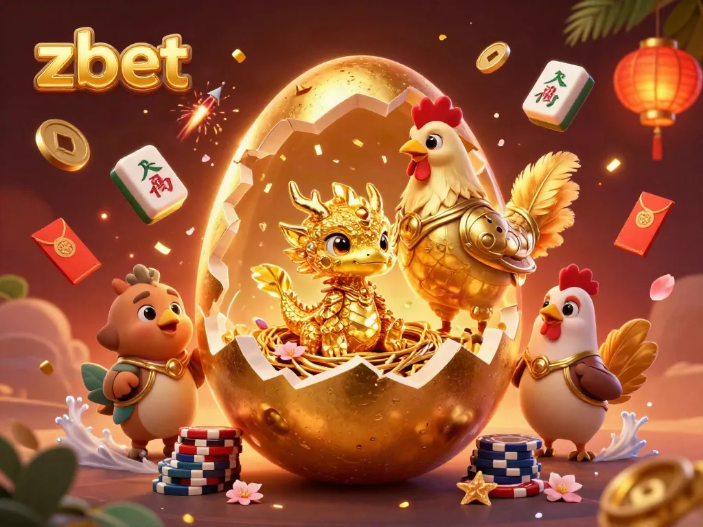 Engage with zbet's thrilling gaming experience, featuring a golden dragon and vibrant casino symbols.