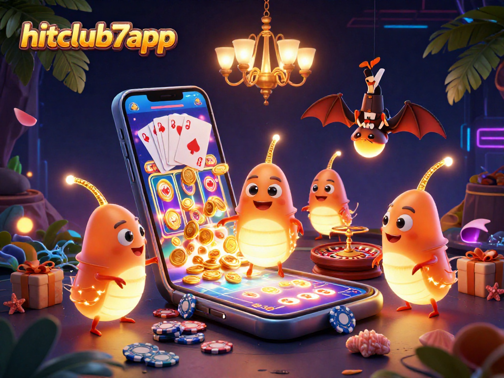 Play exciting slot games at hitclub7app with vibrant 3D illustrations depicting action-packed casino scenes.