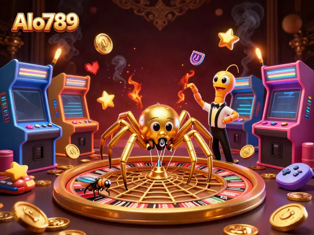 Engage in thrilling action at Alo789 with a golden roulette wheel and dynamic casino design.