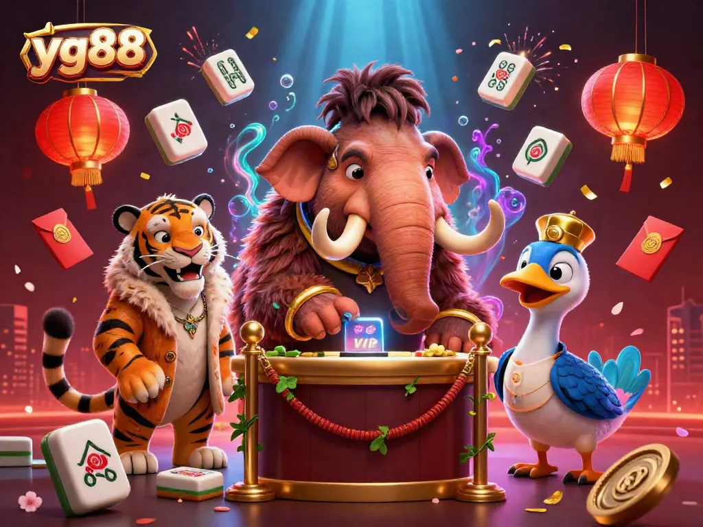 Explore the vibrant casino scene with yg88, featuring a woolly mammoth bouncer and saber-tooth tiger in style.