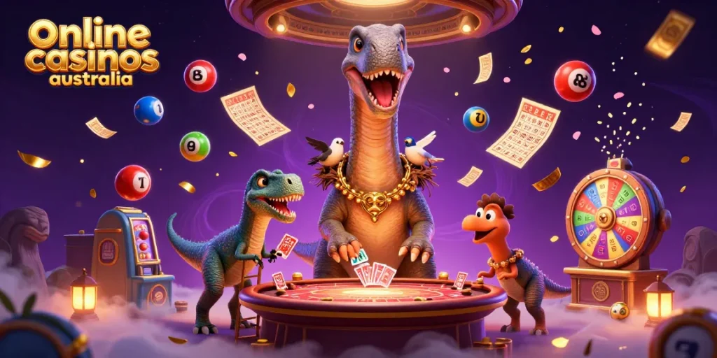 Engage with top online casinos australia in a vibrant 3D gaming scene with dynamic lottery elements.