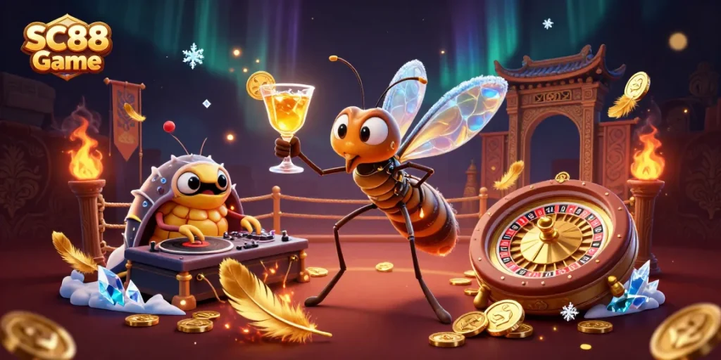 Experience the SC88 Game with a thrilling 3D casino scene featuring unique characters and vibrant elements.