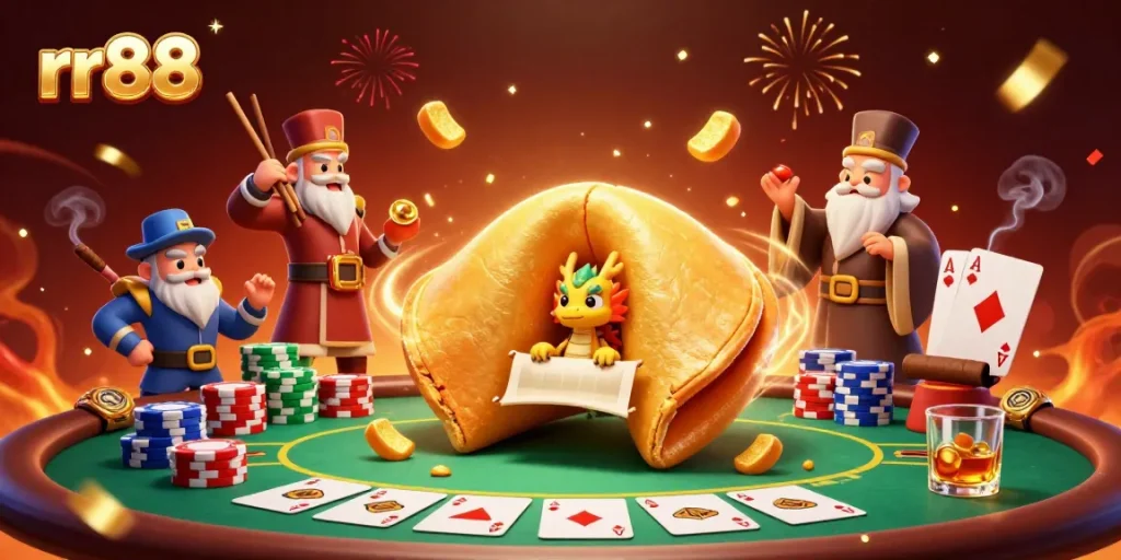 Experience the excitement of rr88 casino gaming with a magical scene filled with fortune elements and vibrant details.
